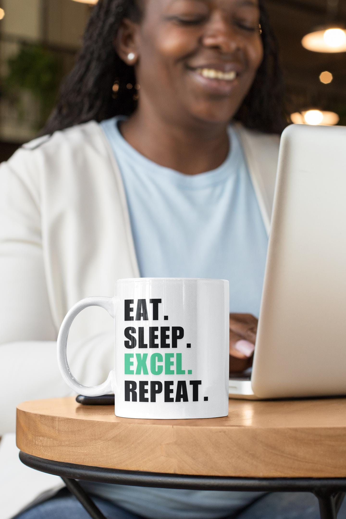 Eat Sleep Excel Repeat Mug – Funny Spreadsheet Coffee Cup for Data Lovers, Accountants & Office Nerds