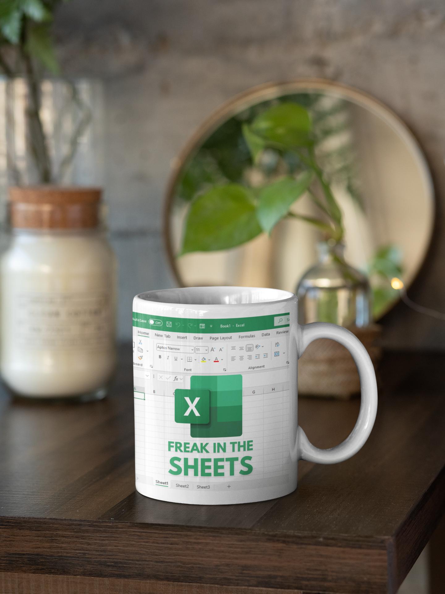 Funny Excel Mug – “Freak in the Sheets” – Spreadsheet Humor Coffee Cup for Data Nerds, Programmers, Accountants & Data Analysts